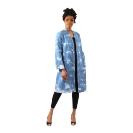 Denim KIMONO | tie-dye print cardigan | maat L