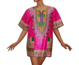 Afrikaans dashiki shirt  PINK | Vlisco ANGELINA | unisex