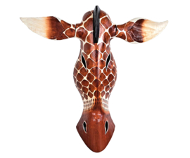 50 cm Houten GIRAFFE masker KAMARA - Afrikaans dierenmasker