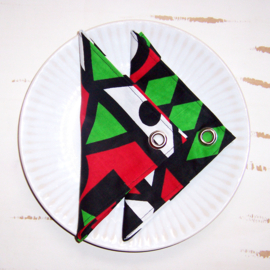 Afrikaanse SERVETTEN Samakaka rood-groen | set van 2 | african wax print napkins  | 35 x 35 cm