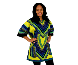 Afrikaans dashiki shirt HEART LICHTGEEL | african print | unisex