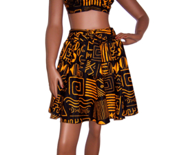 Afrikaanse print mini rok MUD CLOTH 100% katoen | maat S-3XL