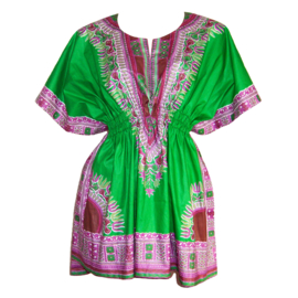 Afrikaanse dashiki jurk GREEN | kaftanjurkje | Vlisco ANGELINA