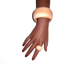HOUTEN armband + ring set ZIGA | African Chic | cherry wood | bangle maat XL = 22 cm