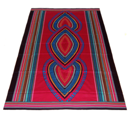 Dashiki stof HEART DONKERROOD | african print | 100% katoen | coupon 180 x 110 cm