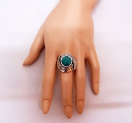 RING TURQUOISE #7 tibetaans zilver met turquoise steen