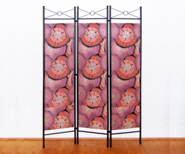 Kamerscherm TREE TRUNK purple | 3-delig, vouwbaar | African room divider | 180 cm x 120 cm