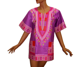 Afrikaans dashiki shirt  PURPLE | Vlisco ANGELINA | unisex