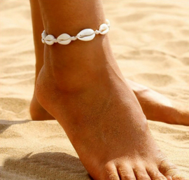 COWRIE shell enkelketting / armband naturel | kauri schelpen