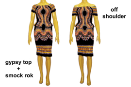 African Gypsy smock rok ZWART | kan ook als topje | maat M-XL