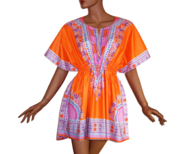 Afrikaanse dashiki jurk ORANGE | kaftanjurkje | Vlisco ANGELINA