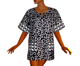 African dashiki shirt SEERSUCKER BLACK | afrikaanse print | unisex