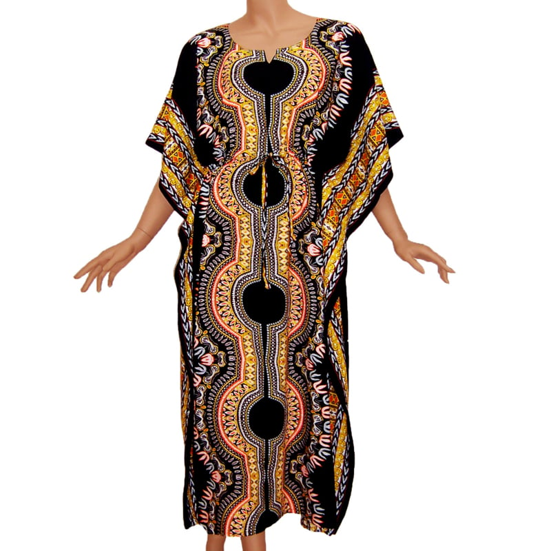 AFRICAN GYPSY KAFTAN ZWART kimono maat M-XXXL | Dashiki jurken | Vannamori