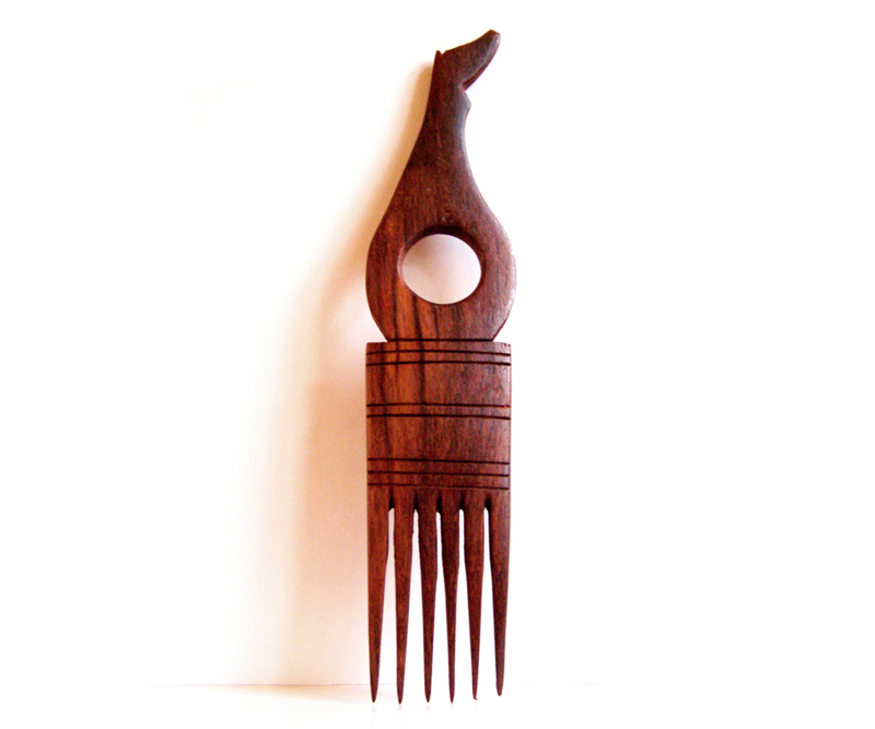 Afrikaanse kam #3 houtsnijwerk handmade in Senegal | 27,5 cm