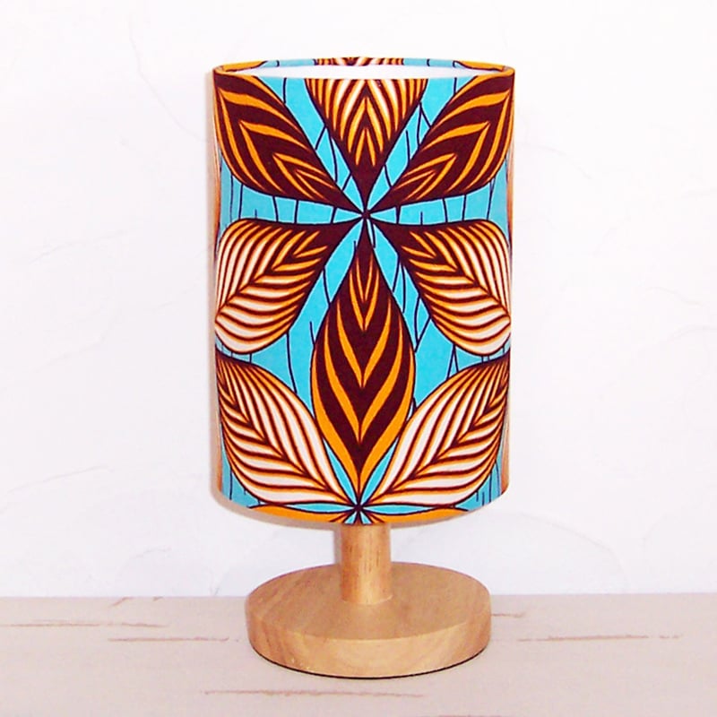 Afrikaans tafellampje MAKIRA | schemerlampje met houten voet | 28 cm