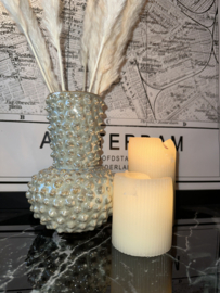 Dots vaas zilver/wit
