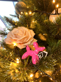 Kerstbal hond roze