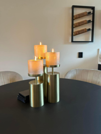 Luxe set van 3 gouden kandelaars