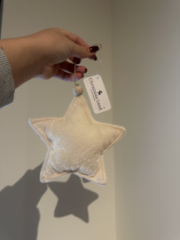 Kersthanger - ster velvet  beige