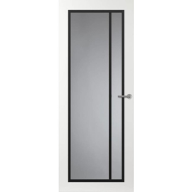  Svedex binnendeur Front FR502 glasdeur wit met zwarte glaslatten.