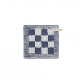 Knit Factory Pannenlap Grote Blok 2 Kleuren Ecru/Jeans
