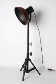 Berlijn Desklamp zwart ijzer + bruin leer