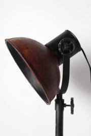 Berlijn Desklamp zwart ijzer + bruin leer