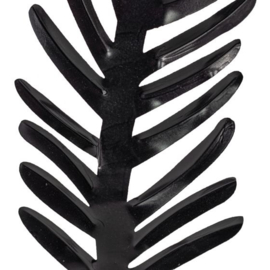 Waxinehouder met veer zwart 34 cm.