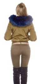 Bomberjas met fakefur bont blauw