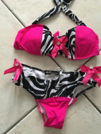 Bikini met strikje /roze/zeebra