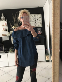 Jeans tuniek off shoulder/ruches