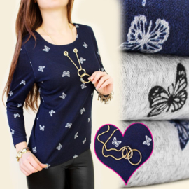 Shirt met ketting/vlinder print