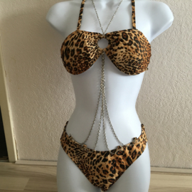 Monokini met ketting/tijgerprint