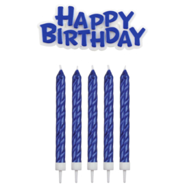 Kaarsjes Happy Birthday Blauw