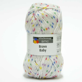 SMC Bravo Baby 187 wit met gekleurde stip , 200 g, 100% acryl