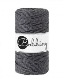 bobbiny macramé triple twist charcoal 3 mm