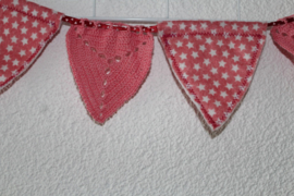 Vlaggetjeslijn (koraal-)roze/wit (handgemaakt)