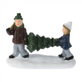 Set van 8 stuks - Kerstdorp Figuren - H=6cm - Christmas Village  KH3800