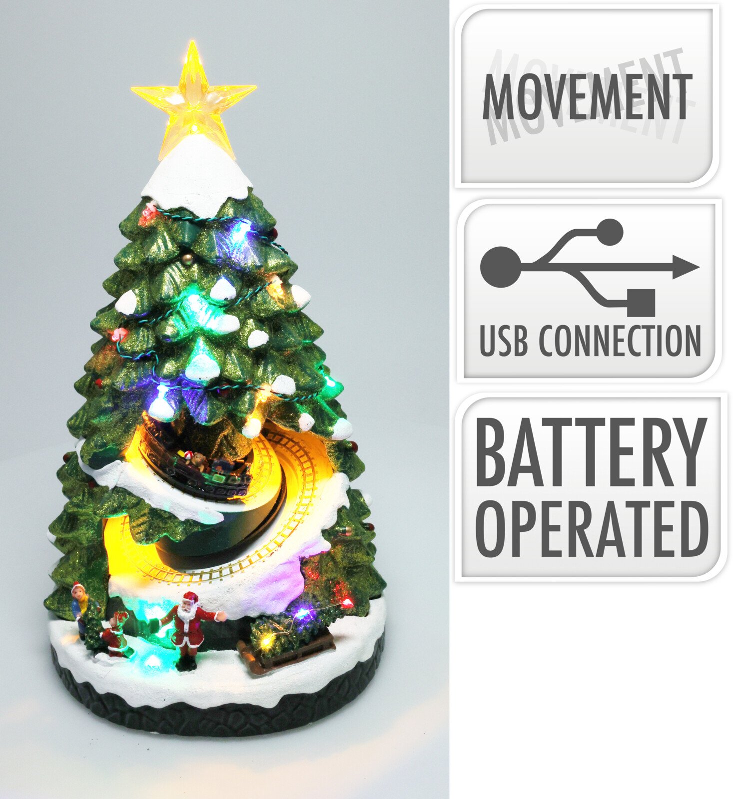 Kerstboom met dubbele trein - 38cm - Led - USB aansluiting  KH5200
