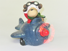 Vliegtuig - Merry Christmas - Keramiek - LED - Beweging - 3ass - B/O  KD3000