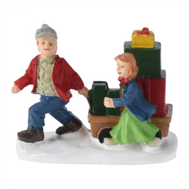 Set van 8 stuks - Kerstdorp Figuren - H=6cm - Christmas Village  KH3800