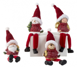 Set van 4 stuks - Kerstfiguren met bungelbenen H=21cm -  KD0225