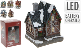 Huisje met wit LED licht 5 assortie B/O  KH0195A