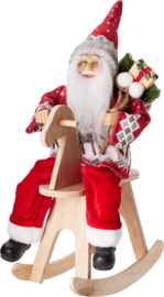Kerstman op hobbelpaard H=35cm  KD7000