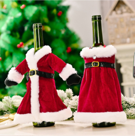 2 stuks - Wijnfles Kerst Outfit 2ass  KM9310
