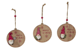 Set van 12 stuks - Houten kersthangers - 10x9,5cm - 3ass  KE3100