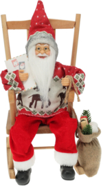 Kerstman 35cm grijs op schommelstoel  KD7100