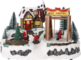 Kersttafereel met schommel en ronddraaiende kerstman  KH0920A