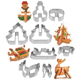 3D - Uitsteekvormenset - Metalen Bakvormpjes - Kerstkoekjes bakken - RVS - 8 delig DD1350