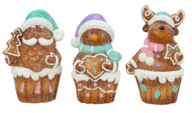 Set van 3 stuks - Muffins Kerstfiguren - h=18cm b=10,5cm  KD0650